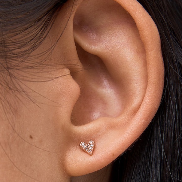 New Kate Spade Rose Gold-Tone Pavé Heart Mini Stud Earrings - Picture 3 of 7